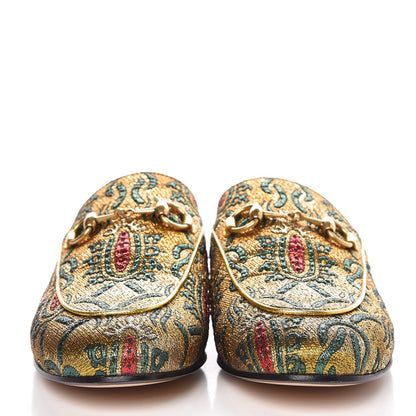 Gucci Iridescent Brocade Princetown Slippers 36 Gold Multicolor 2 of 8