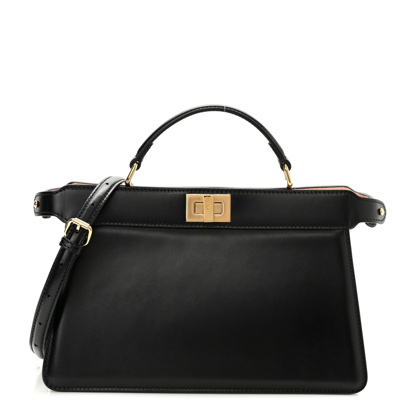 Vitello King Luxor Shiny Nappa Medium Peekaboo I SEE U East West Satchel Black Light Rose