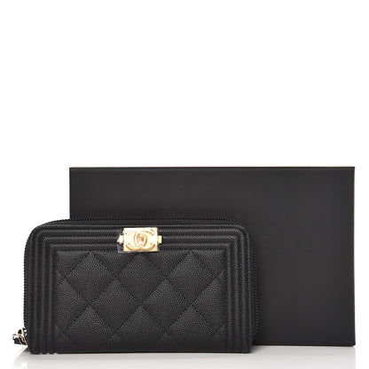 Chanel Caviar Quilted Boy Small Zip Around Wallet Black 9 of 9