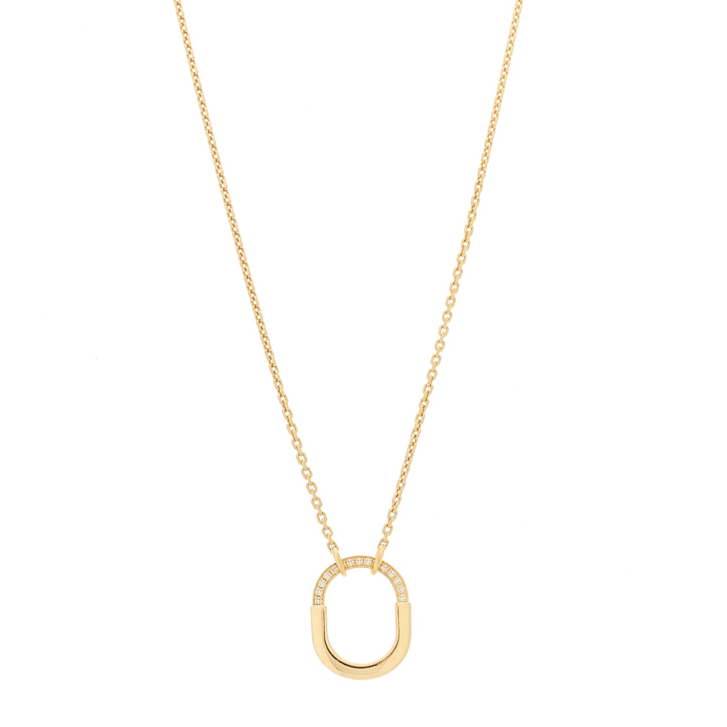 18K Yellow Gold Diamond Small Lock Pendant Necklace