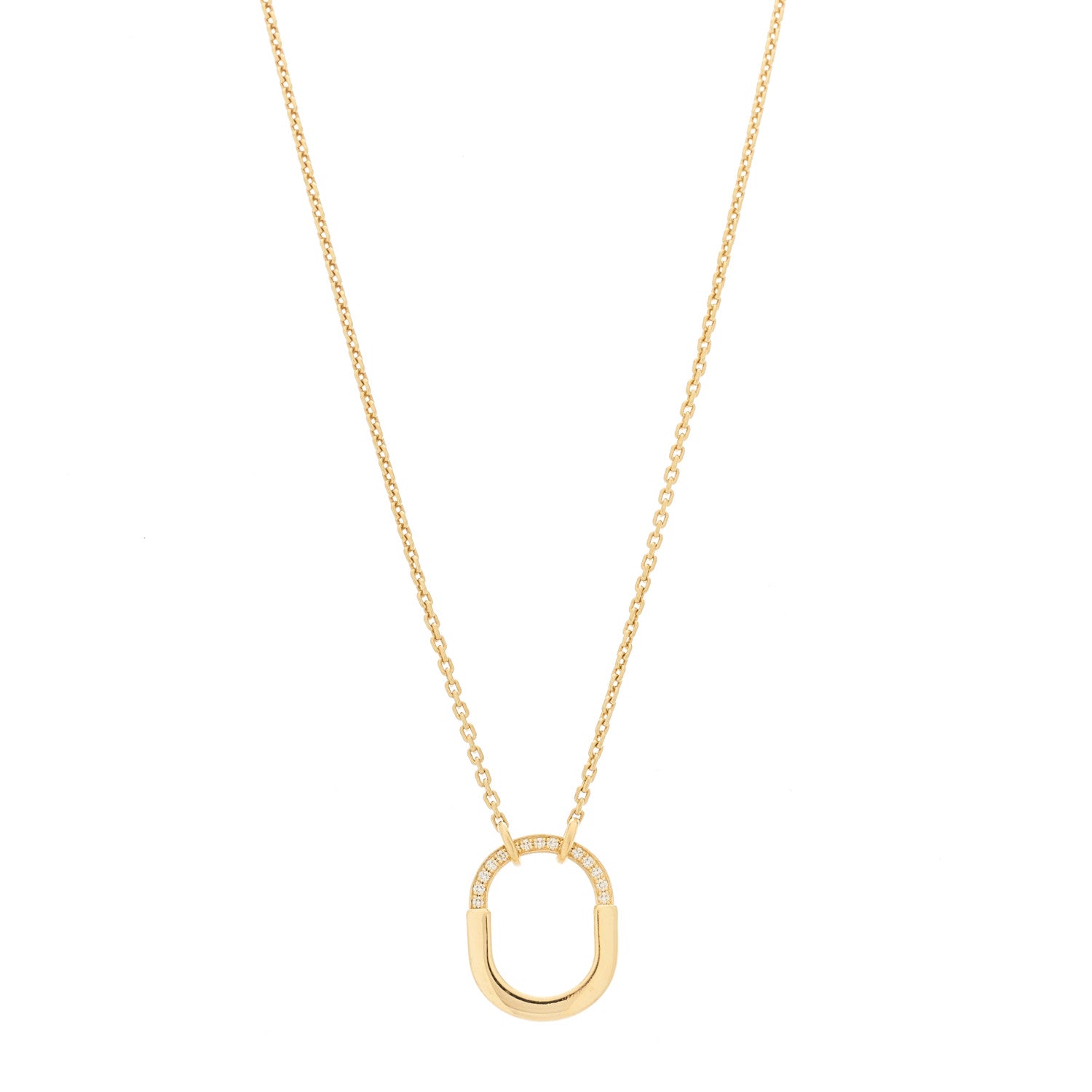 Tiffany 18K Yellow Gold Diamond Small Lock Pendant Necklace 1 of 6