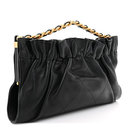 Chanel Lambskin Quilted Ruffled Romance Clutch Black 3 of 7