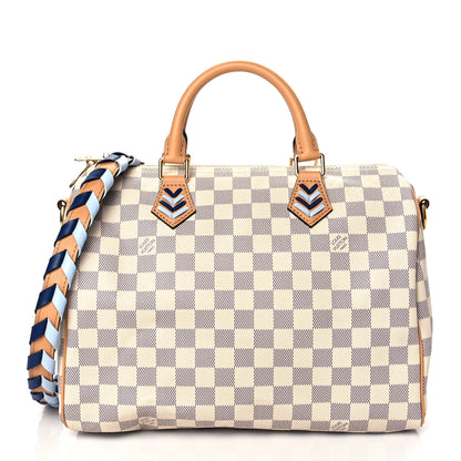 Louis Vuitton Damier Azur Braided Speedy Bandouliere 30 Blue 1 of 9
