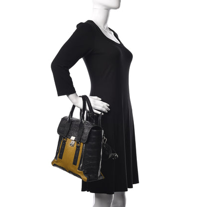 3.1 Phillip Lim 3.1 Calf Hair Calfskin Crocodile Embossed Medium Pashli Satchel Antique Grey Olive 3 of 22