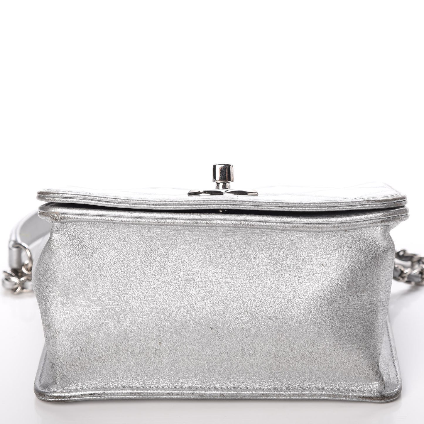 Metallic Calfskin Mini Propeller Flap Silver