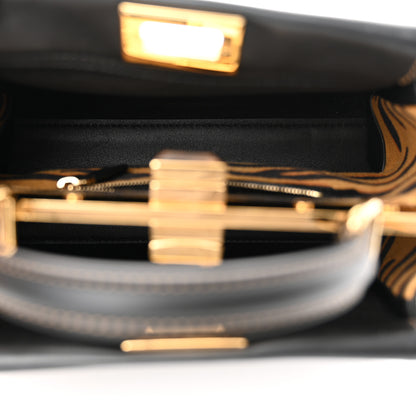 Fendi Vitello King Canvas Chinese New Year Tiger Embroidered Mini Peekaboo Iconic Satchel Black Dark Yellow 5 of 10