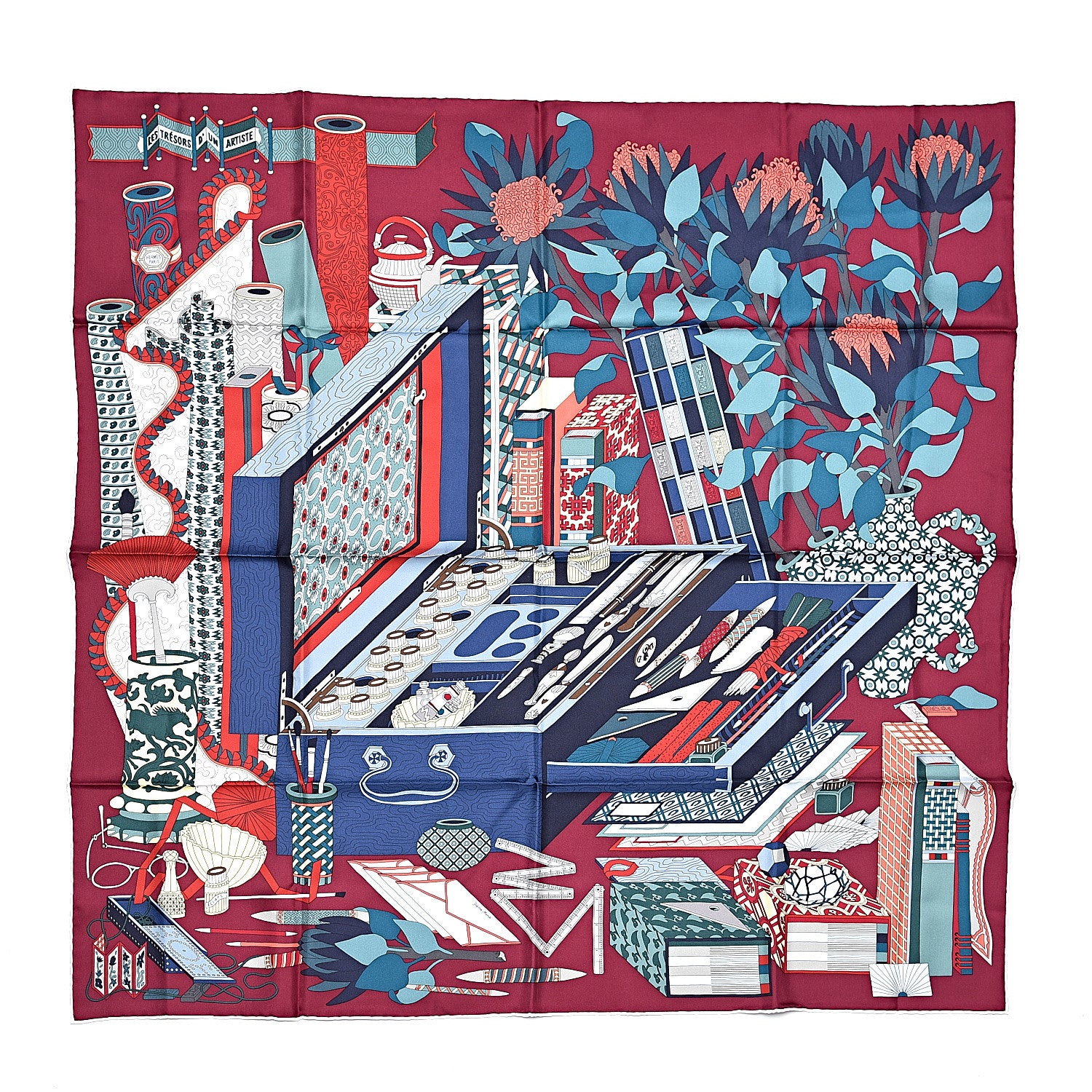 Hermes Silk Les Tresors D Un Artiste Scarf 90 1 of 3