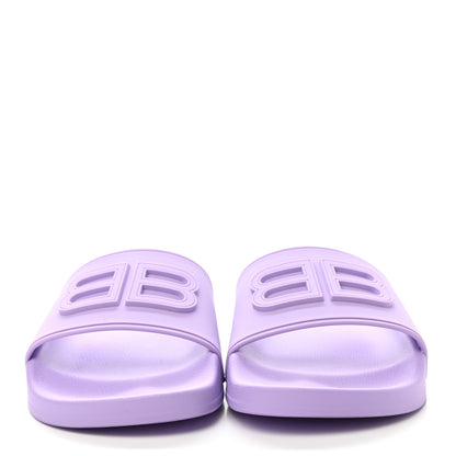 Balenciaga Rubber BB Womens Pool Slide Sandals 37 Lilac 2 of 7
