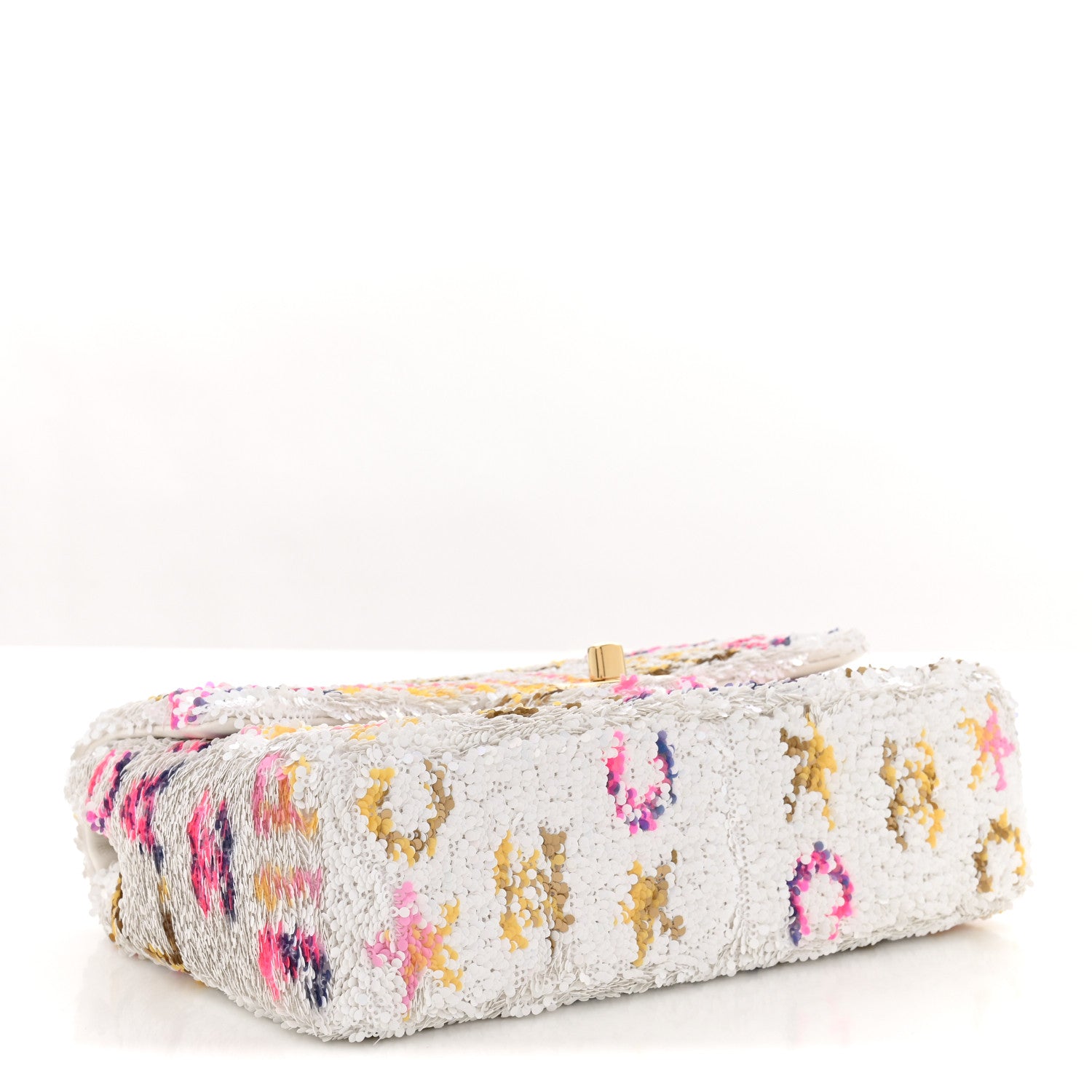 Chanel Sequin Logo CC Small Single Flap White Multicolor 4 of 11