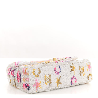 Chanel Sequin Logo CC Small Single Flap White Multicolor 4 of 11