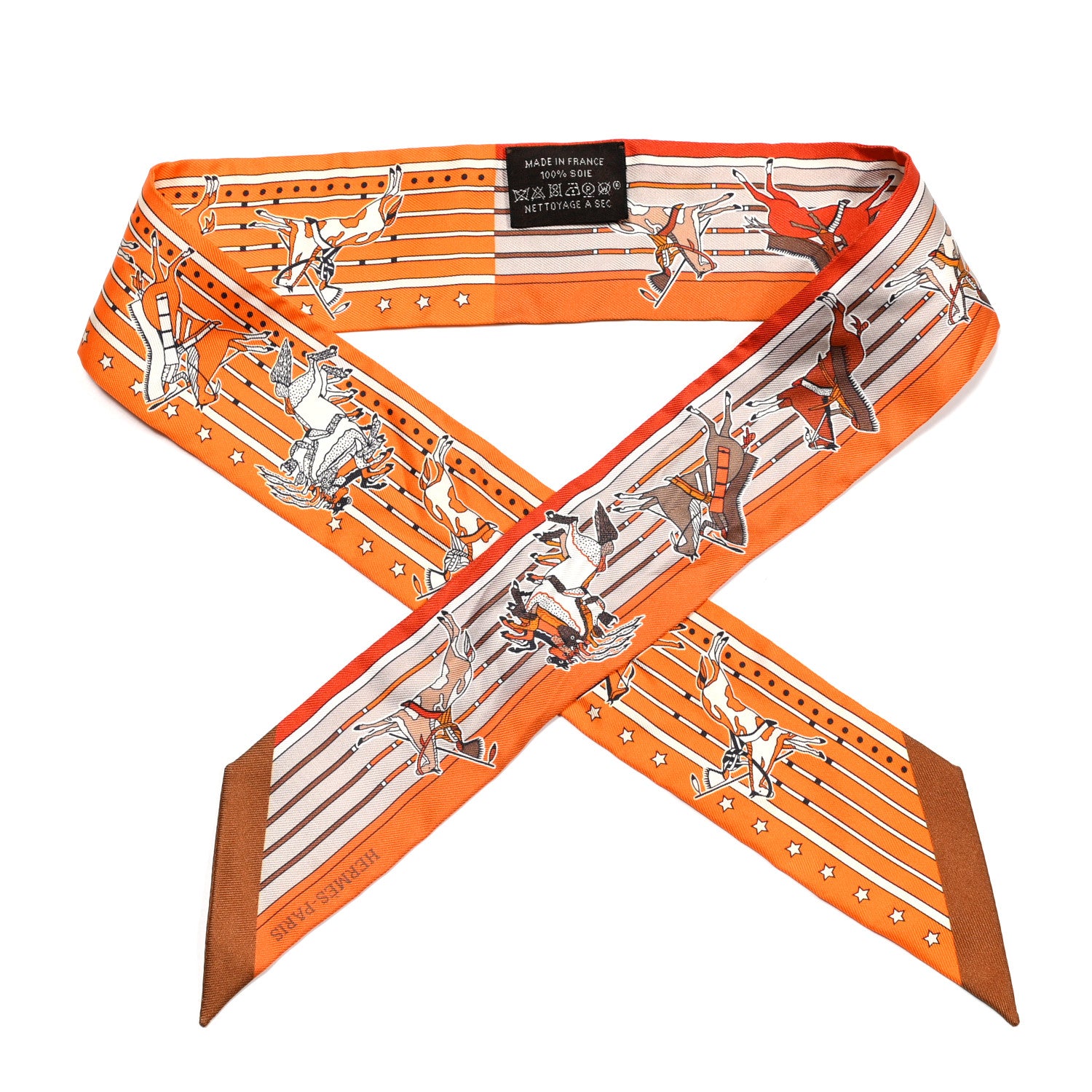 Hermes Silk Pani La Shar Pawnee Twilly Orange Mastic Brun 1 of 4