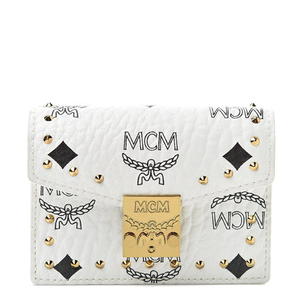 MCM Visetos Mini Accordion Card Wallet White 1 of 8