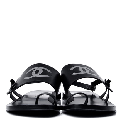Chanel Goatskin CC Sandals 38 Black 2 of 6