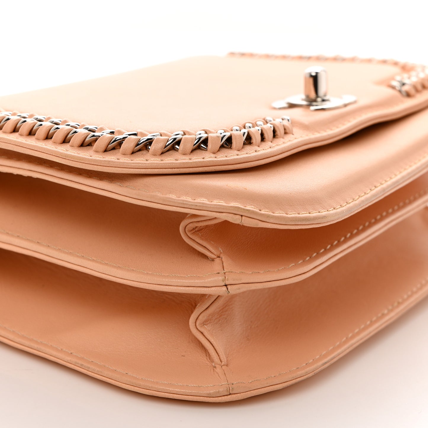 Calfskin Medium Braided Chic Flap Beige