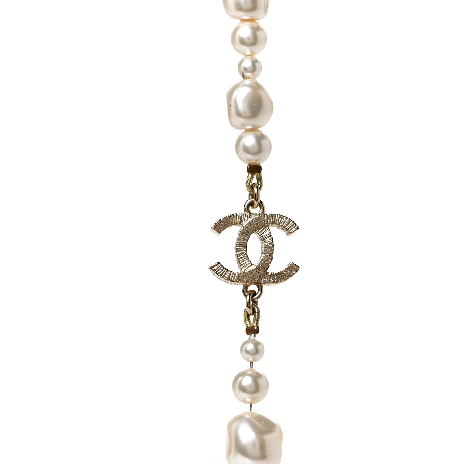 Chanel Pearl CC Long Necklace Light Gold 6 of 7