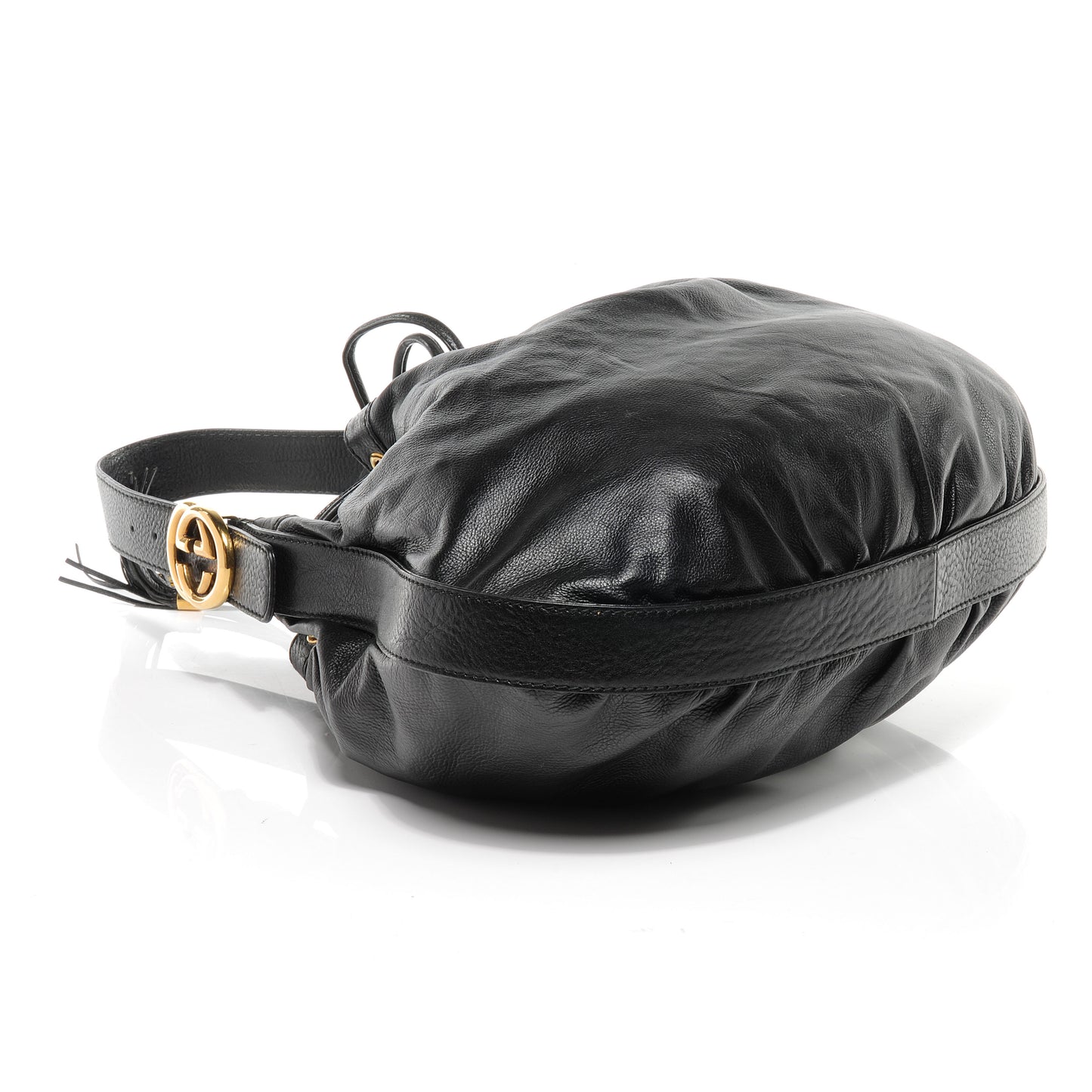 Pebbled Calfskin Medium Interlocking Icon Shoulder Bag Black