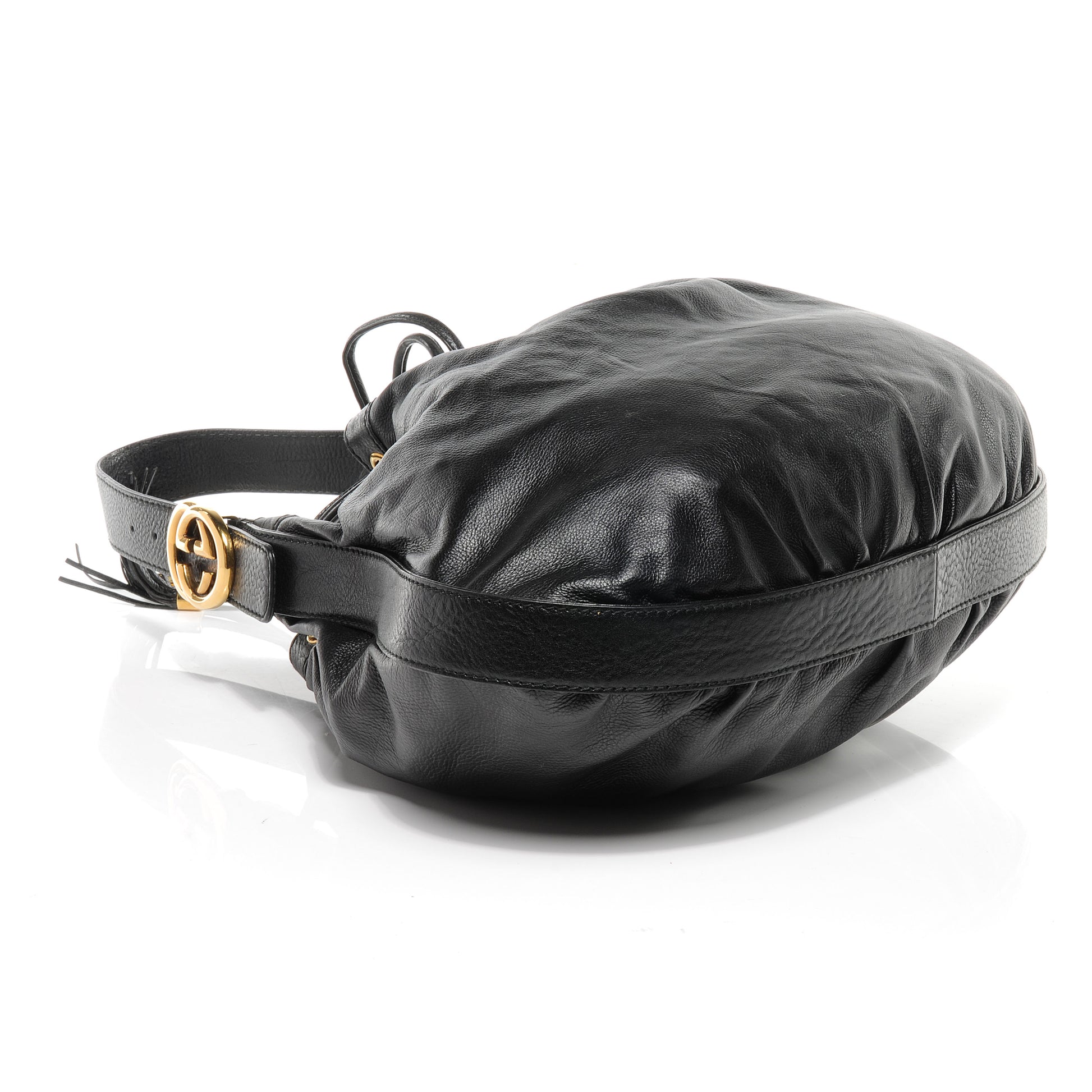 Gucci Pebbled Calfskin Medium Interlocking Icon Shoulder Bag Black 4 of 7