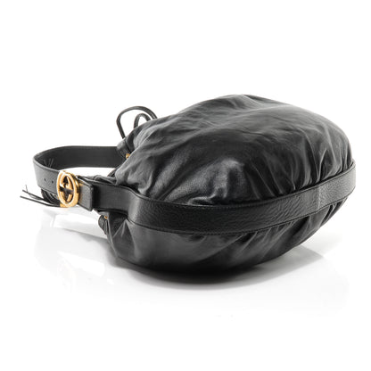 Gucci Pebbled Calfskin Medium Interlocking Icon Shoulder Bag Black 4 of 7