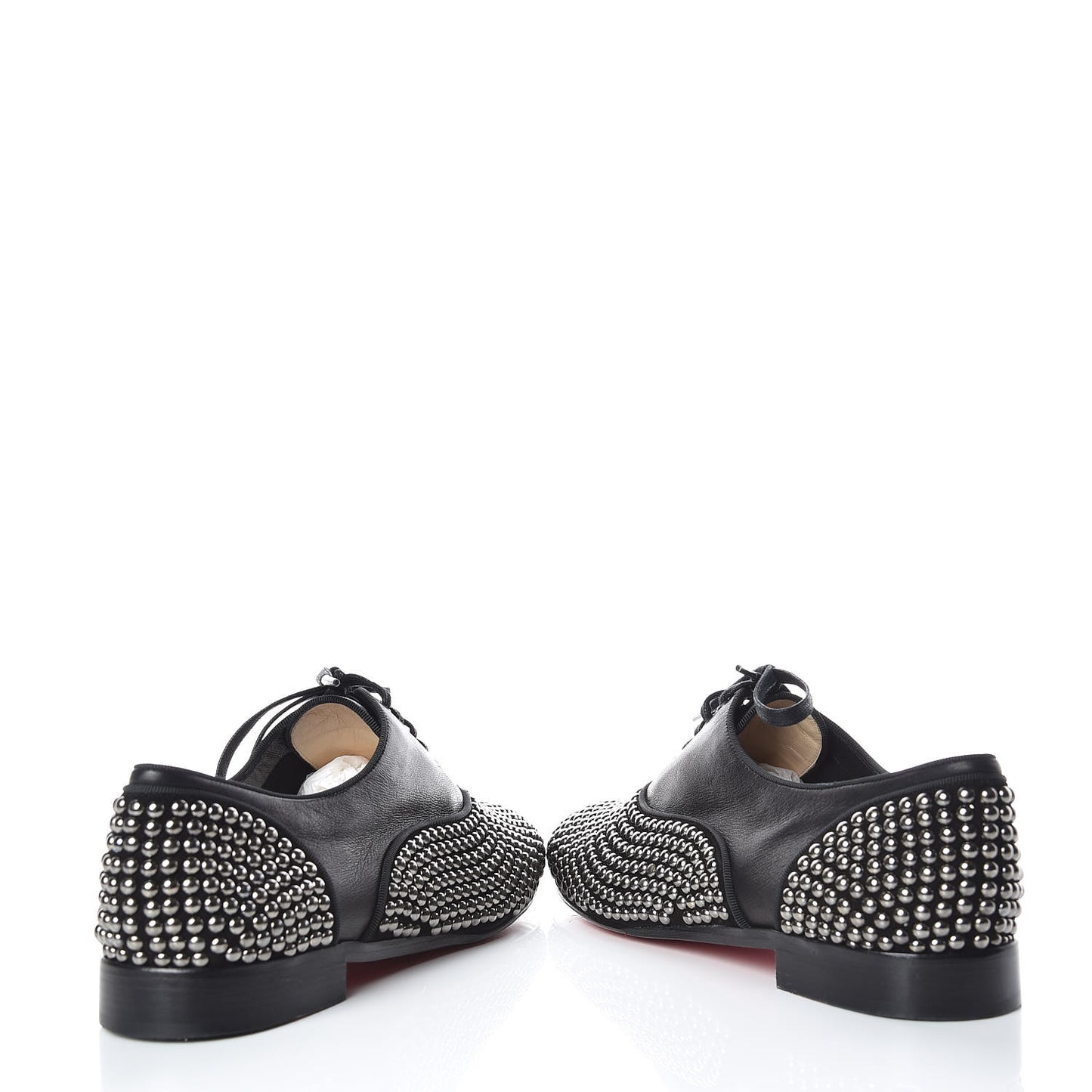 Calfskin Studded Womens Fred Clous Flats 40.5 Black Gun