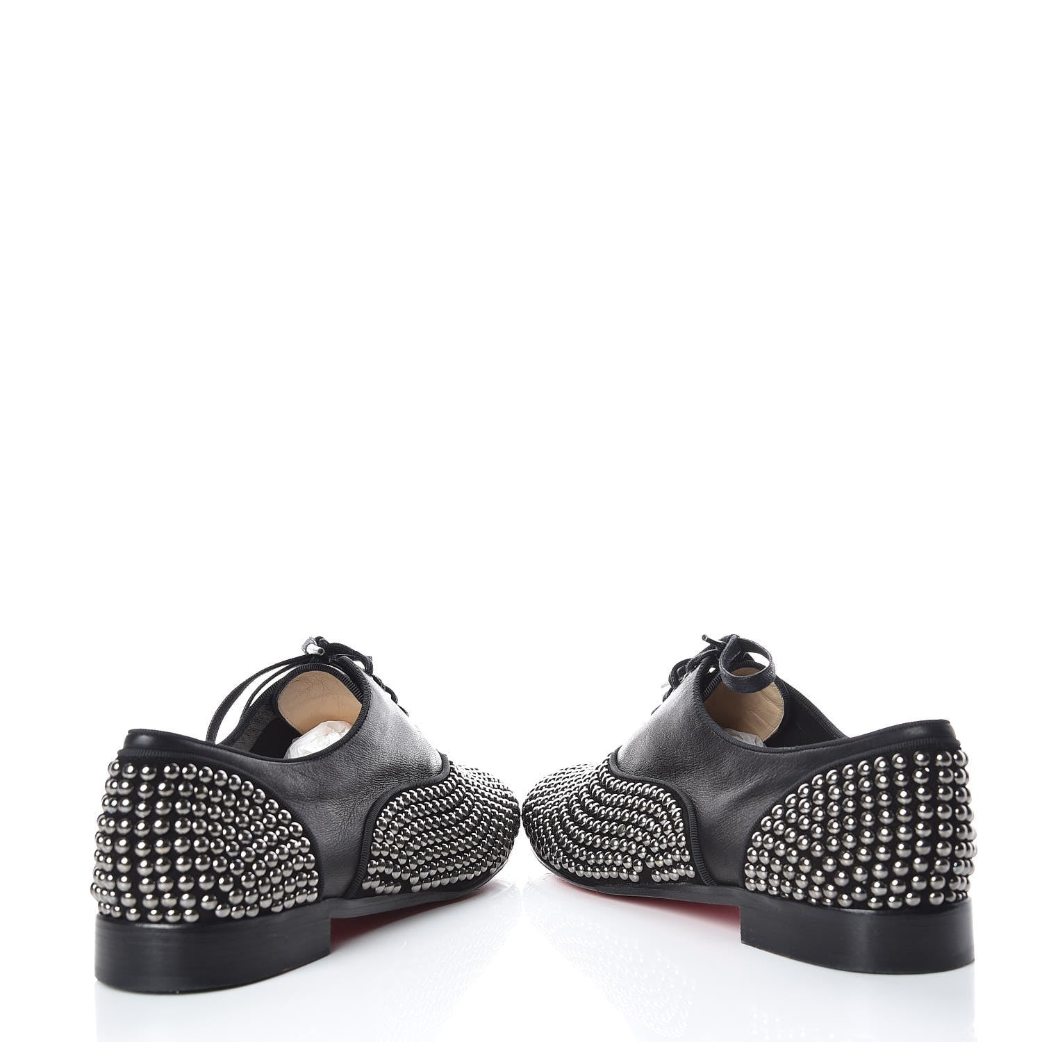 Christian Louboutin Calfskin Studded Womens Fred Clous Flats 40.5 Black Gun 6 of 14
