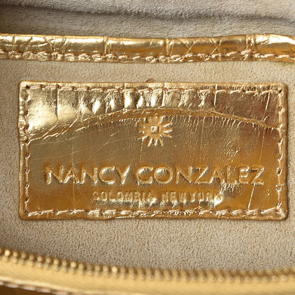 Nancy Gonzalez Metallic Crocodile Clutch Gold 6 of 8