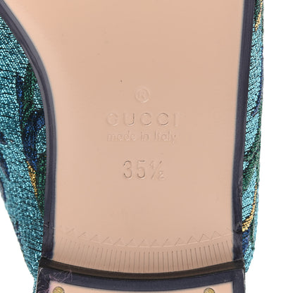 Gucci Iridescent Brocade Womens Princetown Slippers 35.5 Azure Multicolor Oro 7 of 9