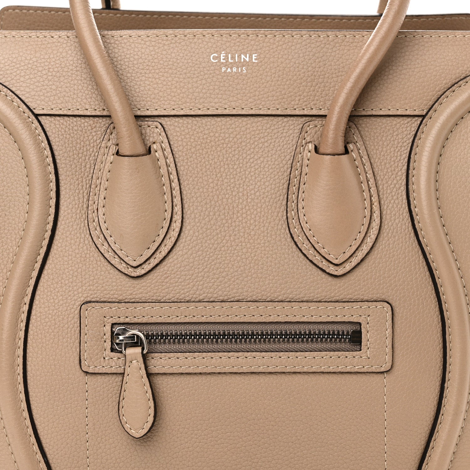 Celine Drummed Calfskin Micro Luggage Dune 8 of 11