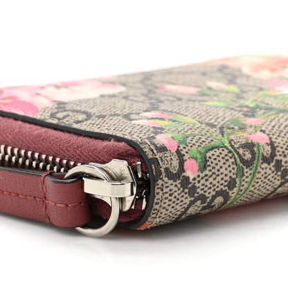 Gucci GG Supreme Monogram Blooms Zip Around Card Case Wallet Beige Multicolor Dry Rose 10 of 11