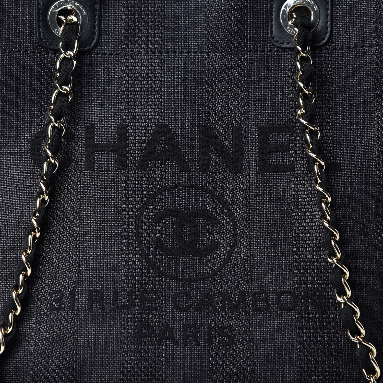 Chanel Mixed Fibers Calfskin Striped Medium Deauville Tote Black 10 of 10