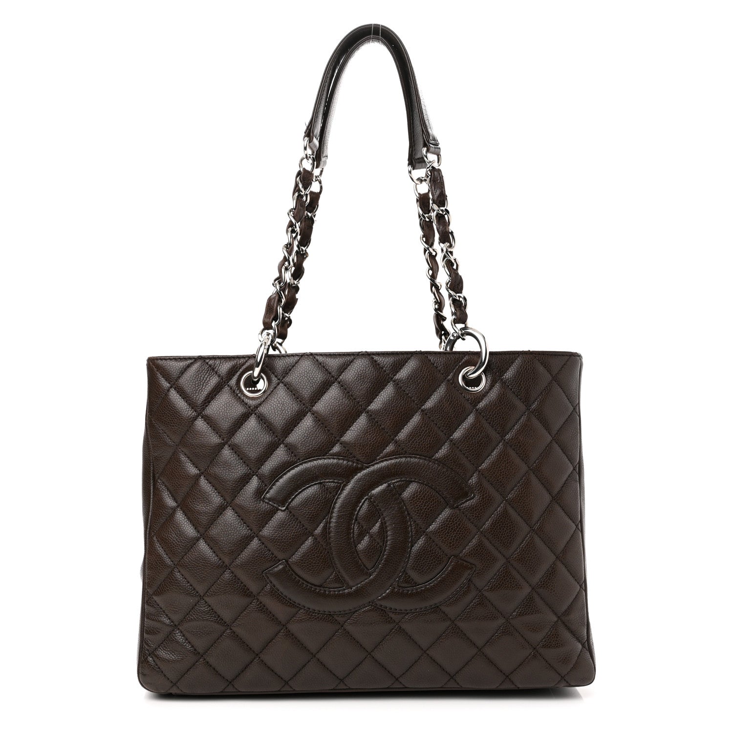 Chanel Caviar Quilted Grand Shopping Tote GST Dark Brown 1 of 11