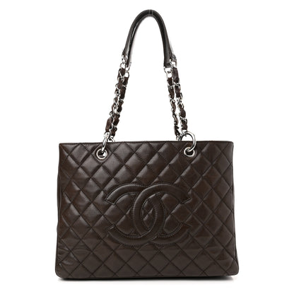 Chanel Caviar Quilted Grand Shopping Tote GST Dark Brown 1 of 11