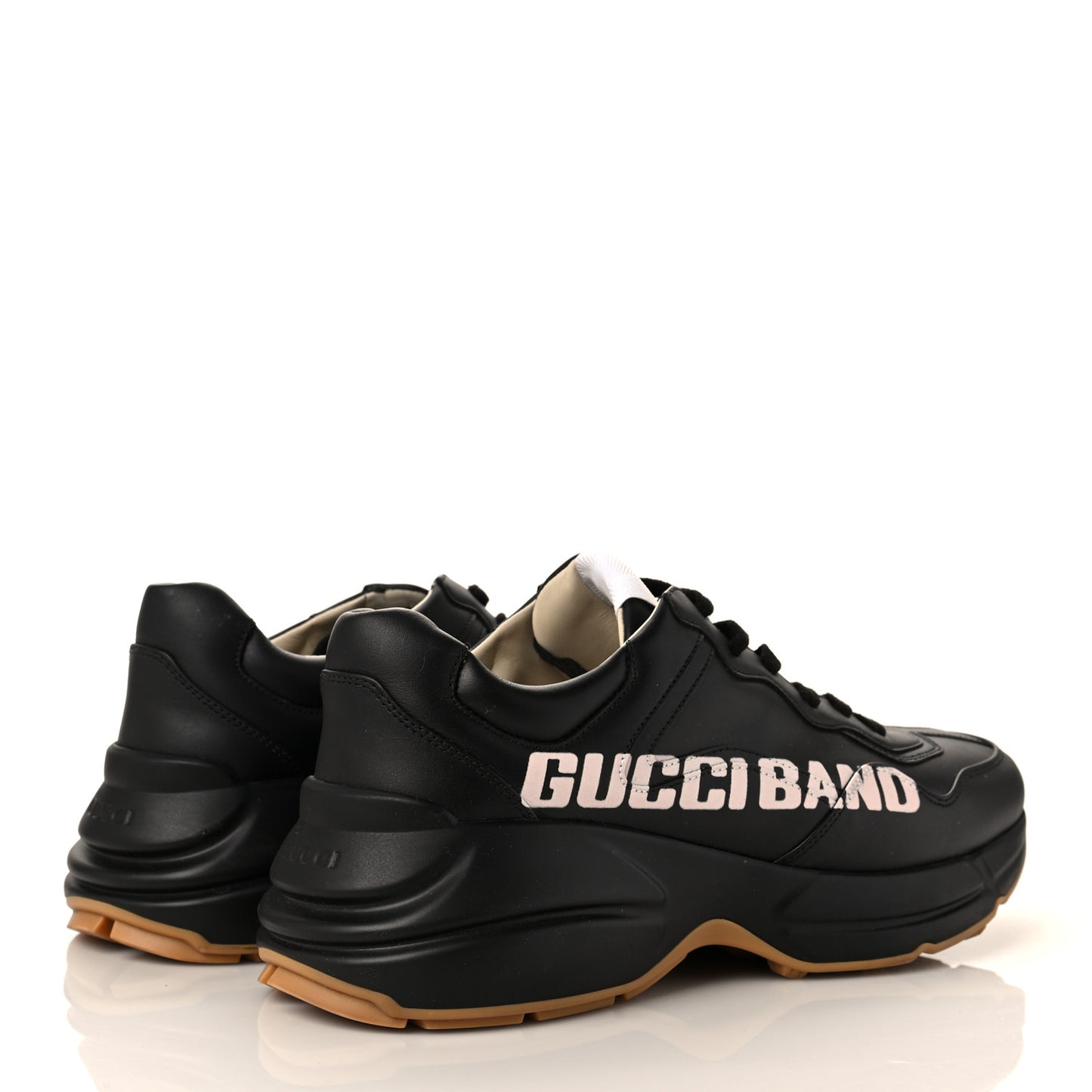 Calfskin Gucci Band Printed Mens Rhyton Sneakers 7 Apollo Black