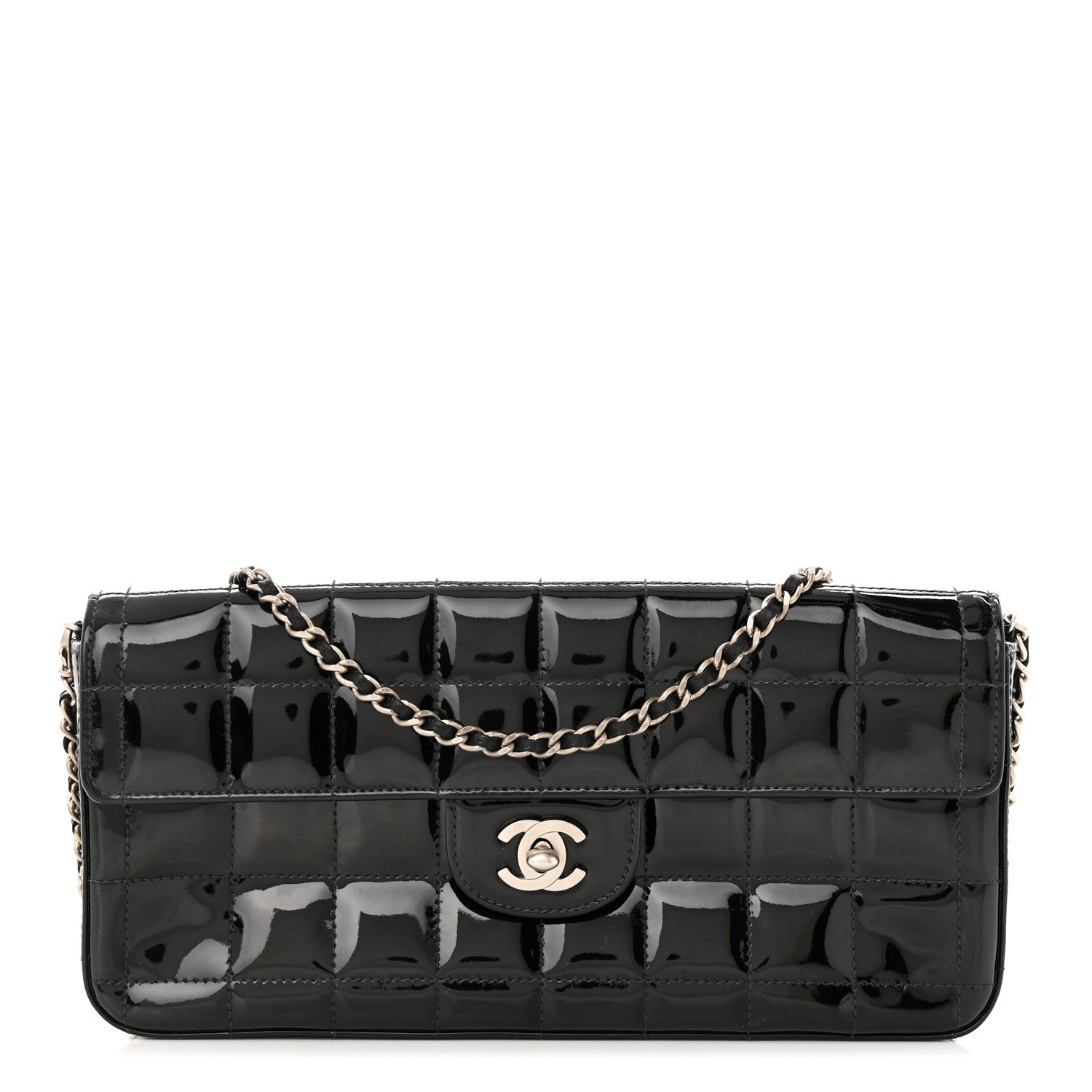 Chanel Patent Quilted East West Chocolate Bar Flap Black 1 of 11