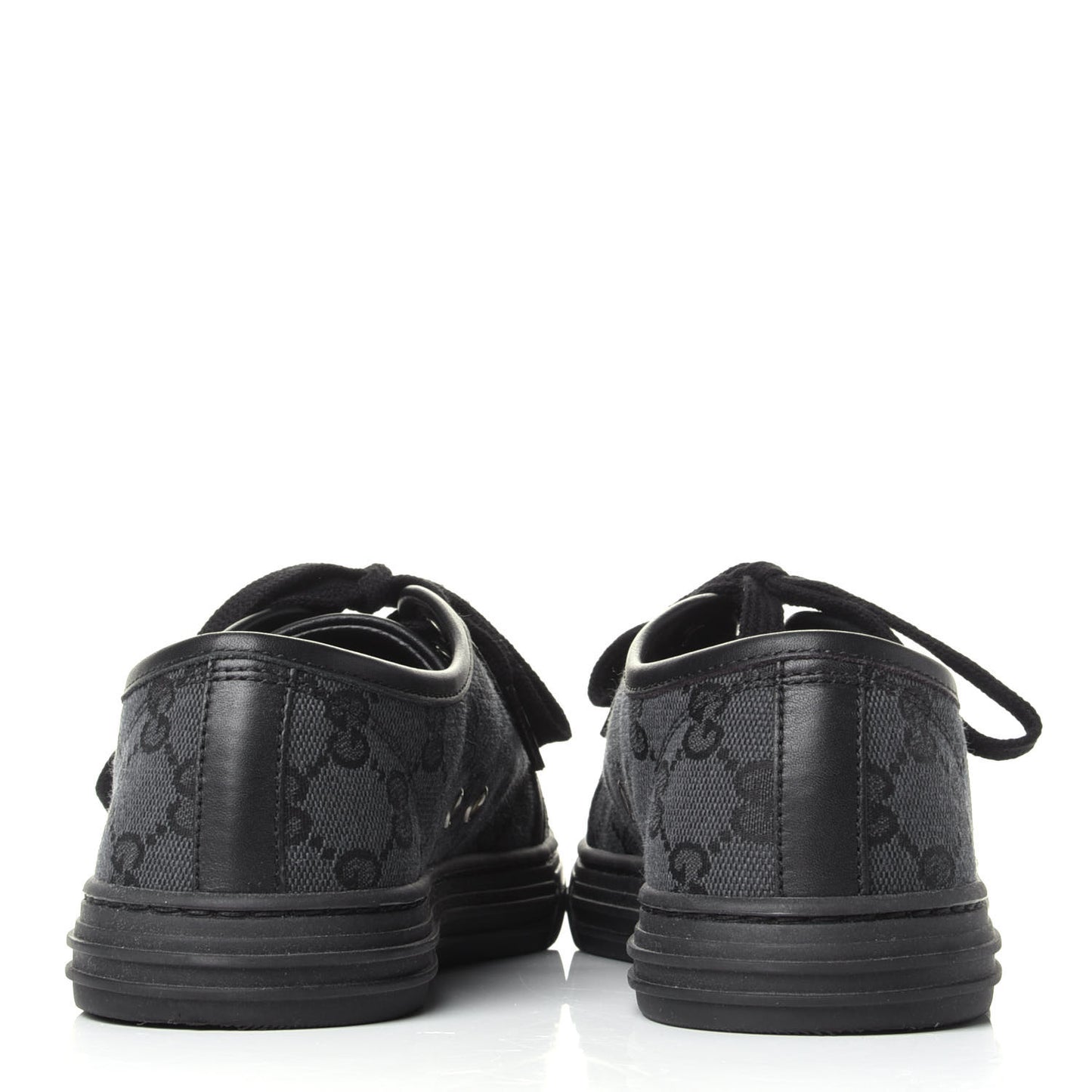 GG Monogram Calfskin Womens Low Top Sneakers 36.5 Piombo Black