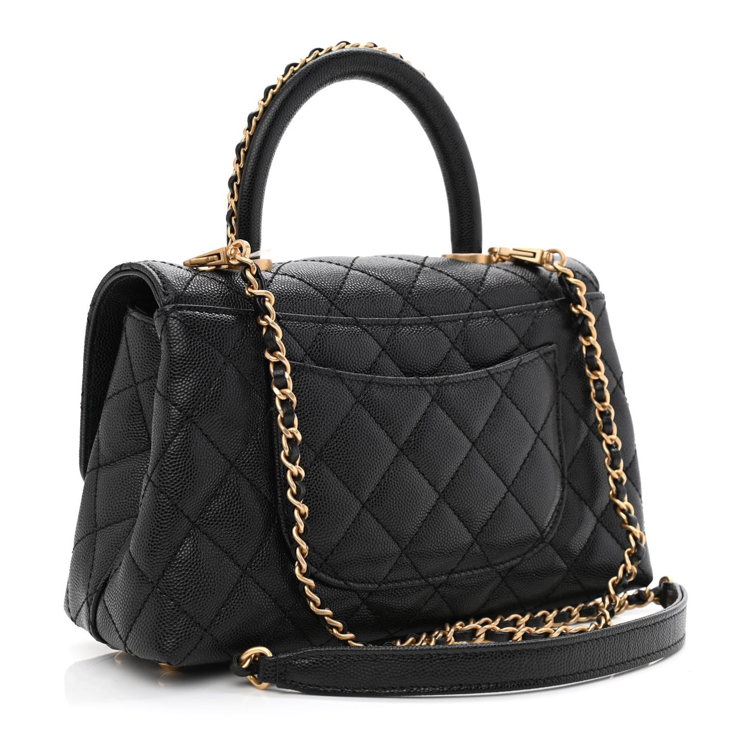 Caviar Quilted Mini Coco Handle Flap Black