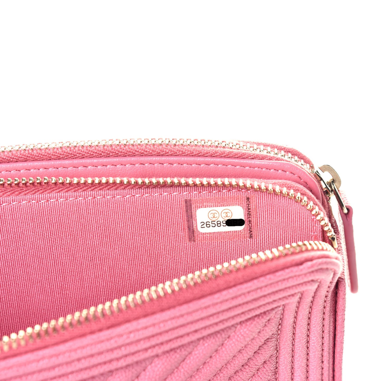 Caviar Chevron Small Boy Clutch With Chain Pink