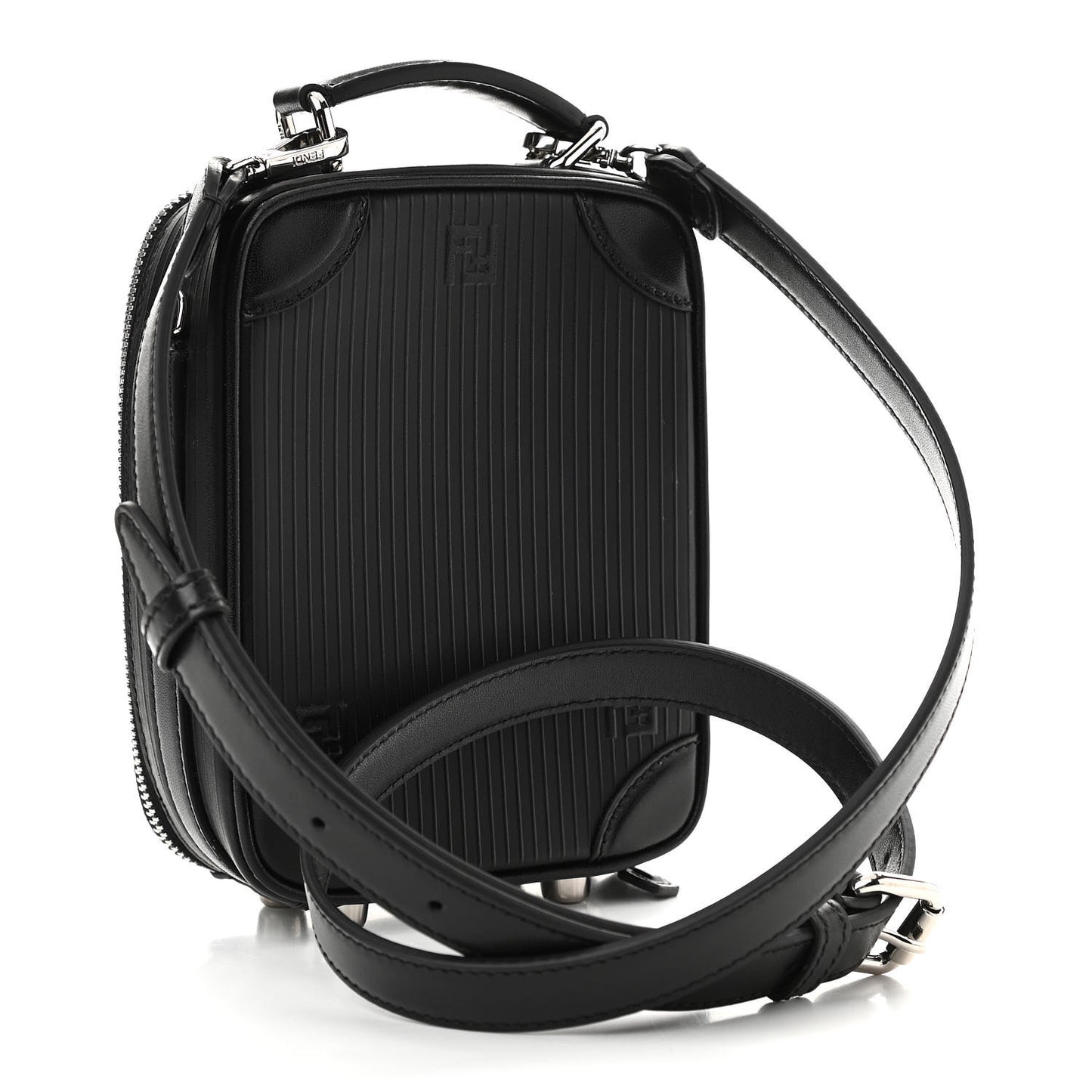 Vitello Astro Rubber Effect Mini Trolley Bag Black