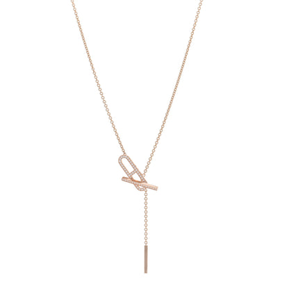 Hermes 18K Rose Gold Diamond PM Ever Chaine D'Ancre Necklace ST 1 of 4