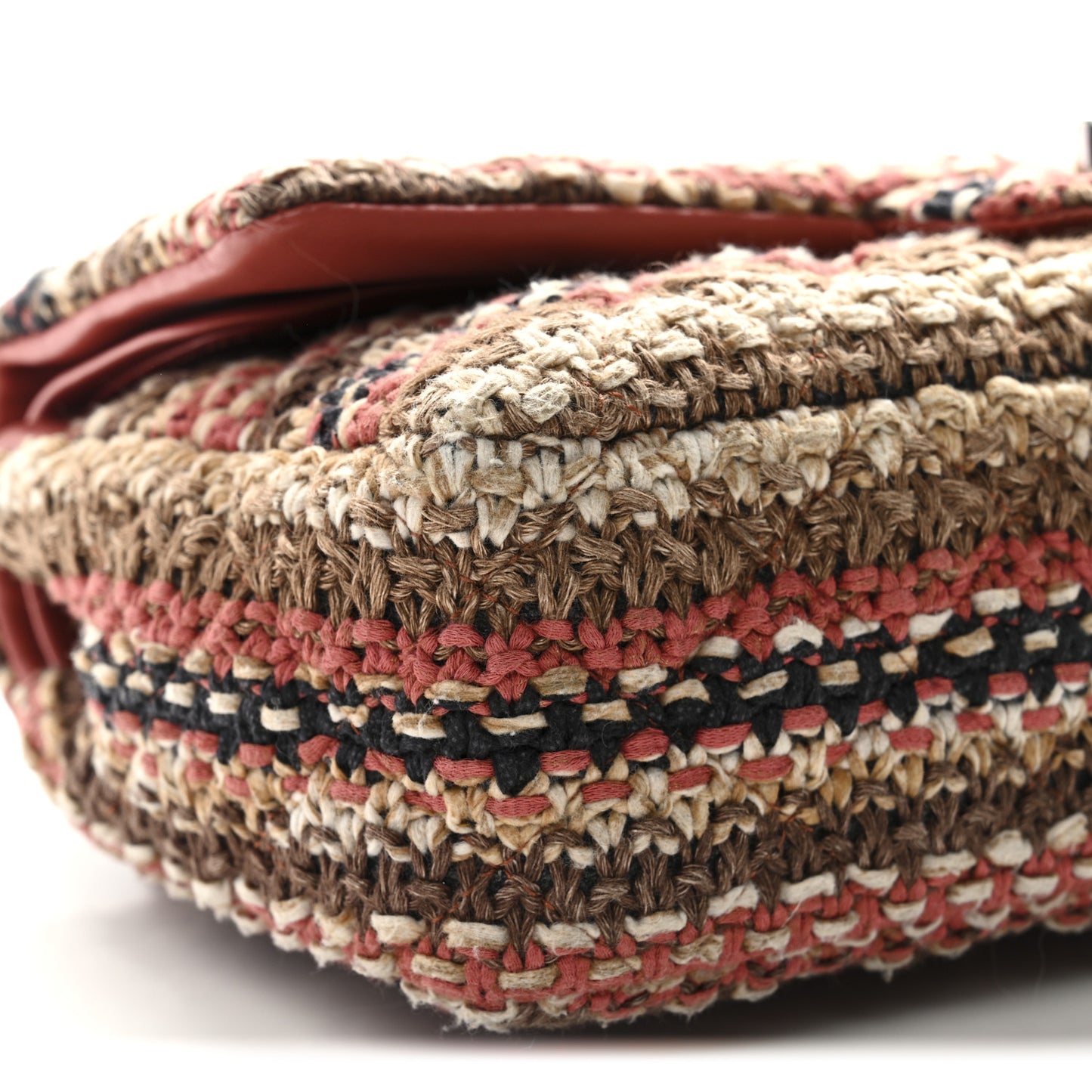 Tweed Quilted Medium Double Flap Beige Multicolor