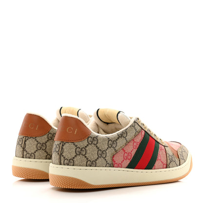 Gucci GG Supreme Monogram Harness Calfskin Web Womens Screener Sneakers 39.5 Beige Ebony Rosso Harness Brown 4 of 9