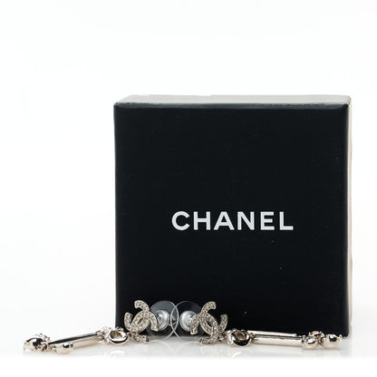 Chanel Crystal CC Bow Drop Earrings Silver 5 of 5