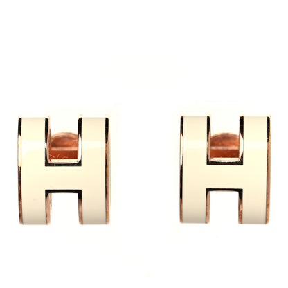 Hermes Rose Gold Lacquered Pop H Earrings White 1 of 4