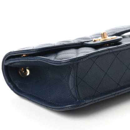Chanel Caviar Quilted Medium Sweet Classic Flap Navy Blue 6 of 10