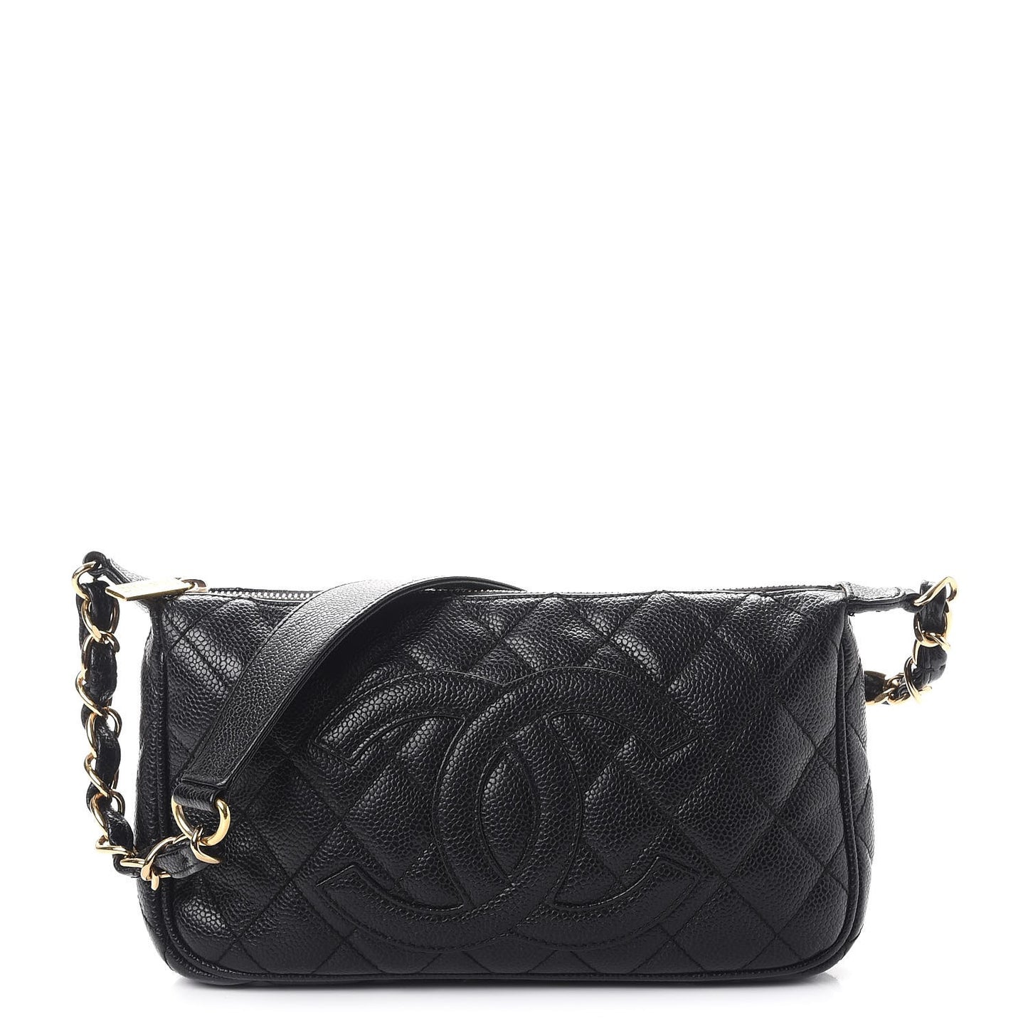 Caviar Quilted Shoulder Bag Black