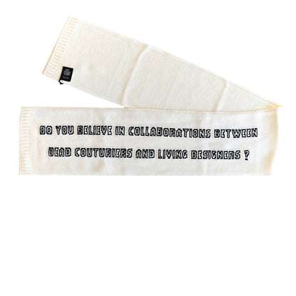 Gucci Wool Knit Fly Pig Scarf Ivory 4 of 5