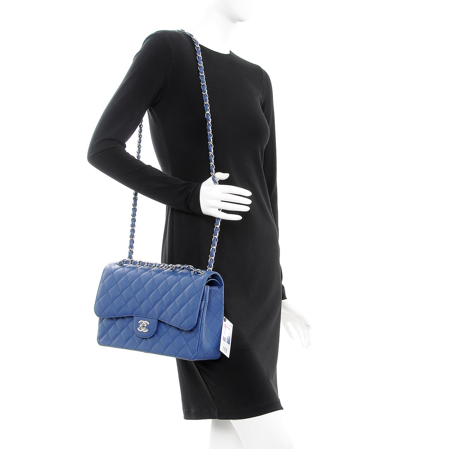 Chanel Caviar Quilted Jumbo Double Flap Dark Blue 2 of 8