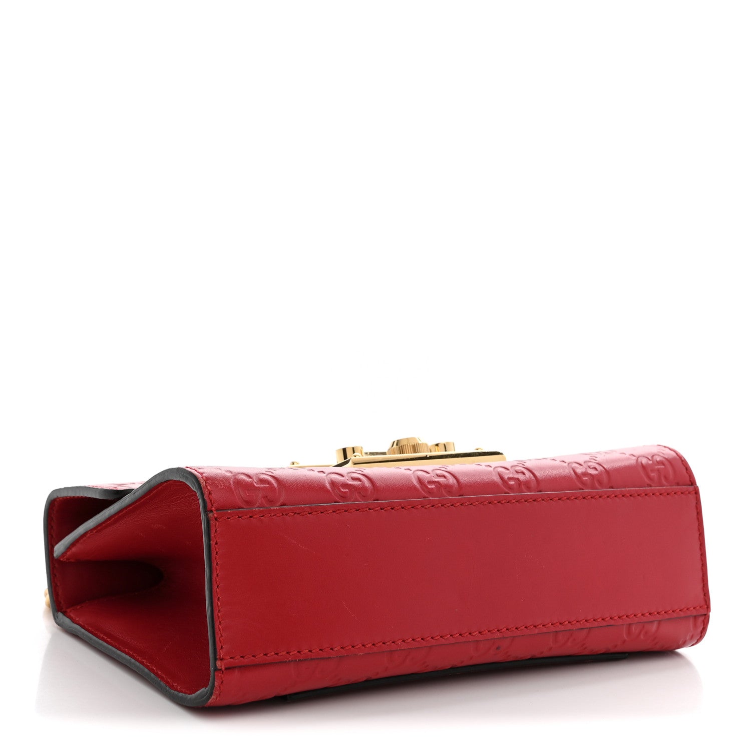 Gucci Guccissima Small Padlock Shoulder Bag Hibiscus Red 3 of 12