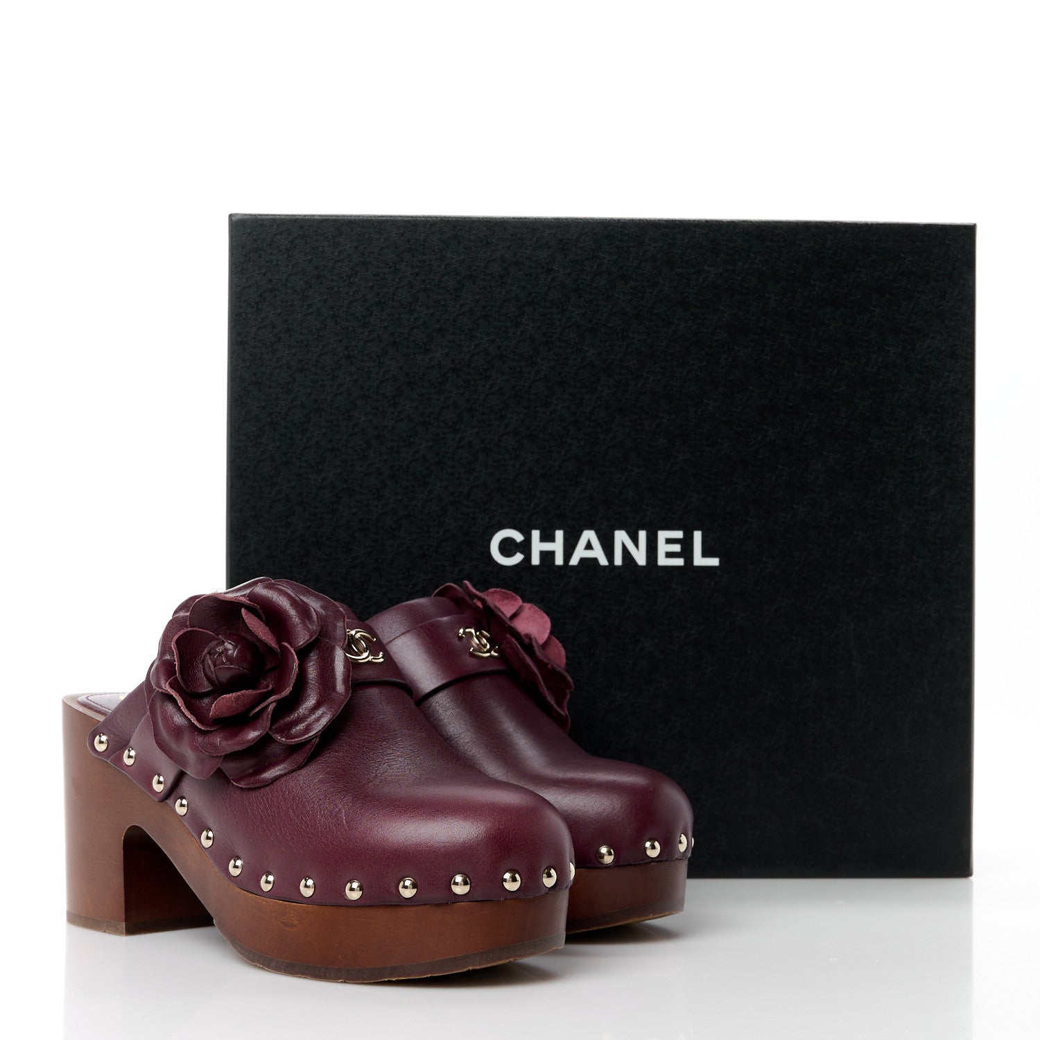 Chanel Calfskin Camellia Clogs 36 Dark Purple 10 of 10