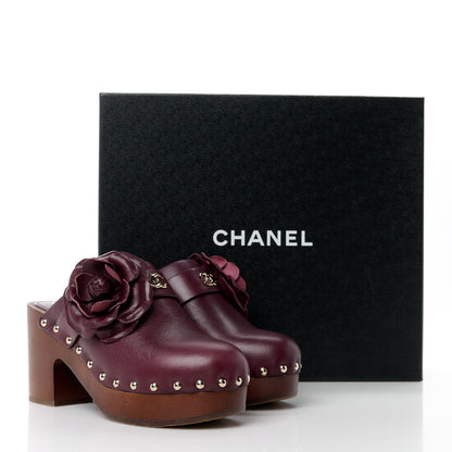 Chanel Calfskin Camellia Clogs 36 Dark Purple 10 of 10