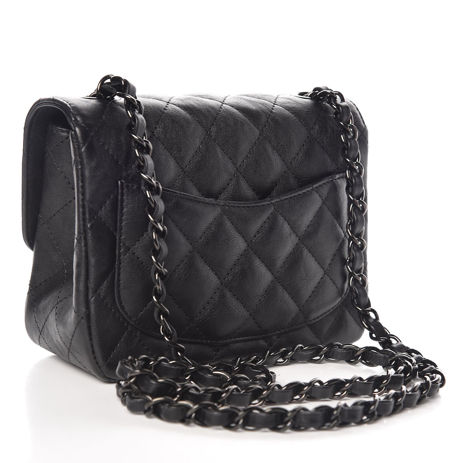 Chanel Crumpled Calfskin Quilted Mini Square Flap So Black 3 of 8